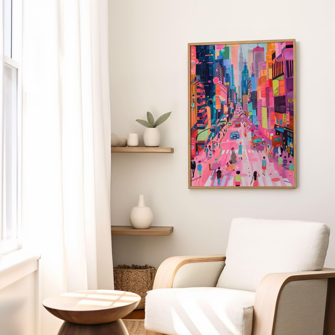 Vibrant Cityscape Art Print, Modern Urban Street - Image 5
