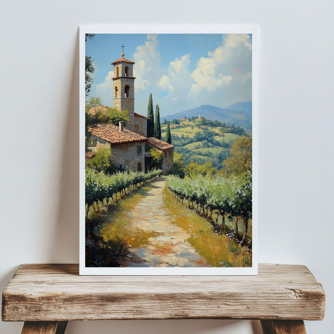 Tuscany Countryside Church Vineyard Path Italian Landscape Poster - Image 5