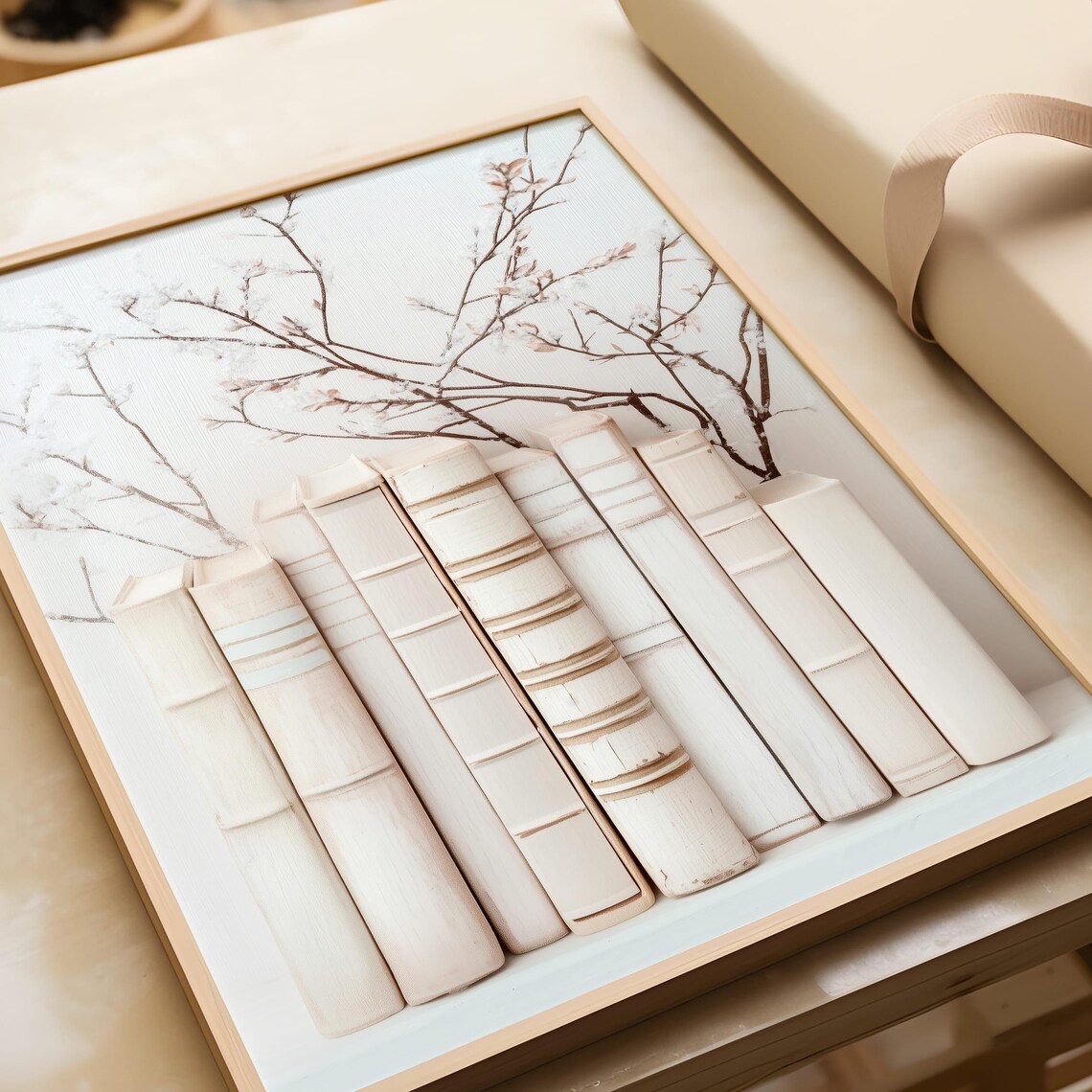 Minimalist Book Lover Art Print, Neutral Reading Nook - Image 6