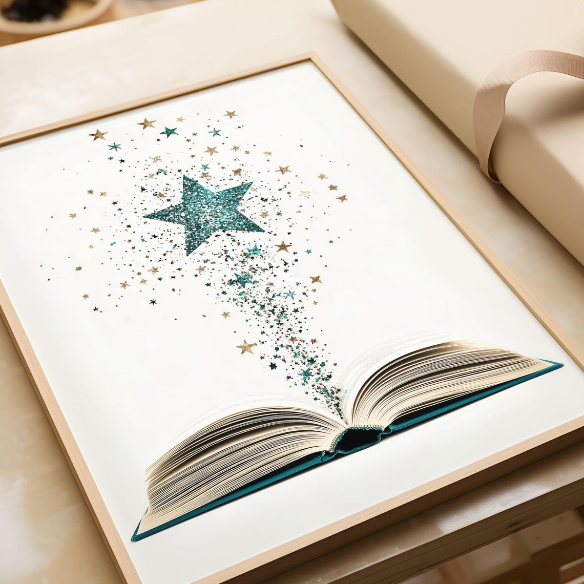 Open Book With Sparkling Teal Star Magic Reading Nook Poster - Image 5