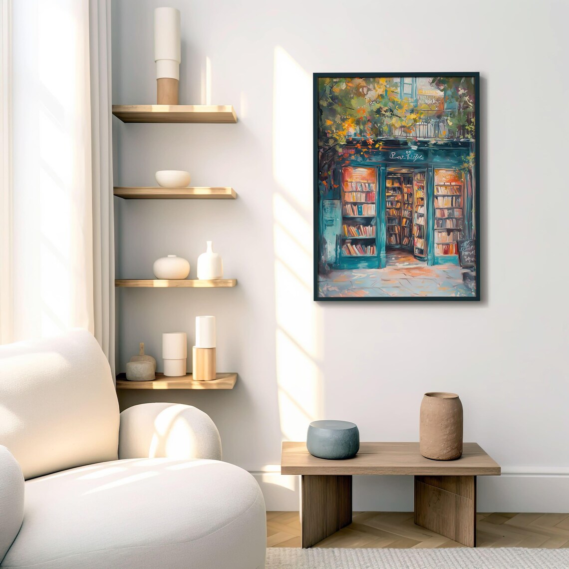 Charming Bookshop Art Print, Cozy Reading Nook Decor - Image 4