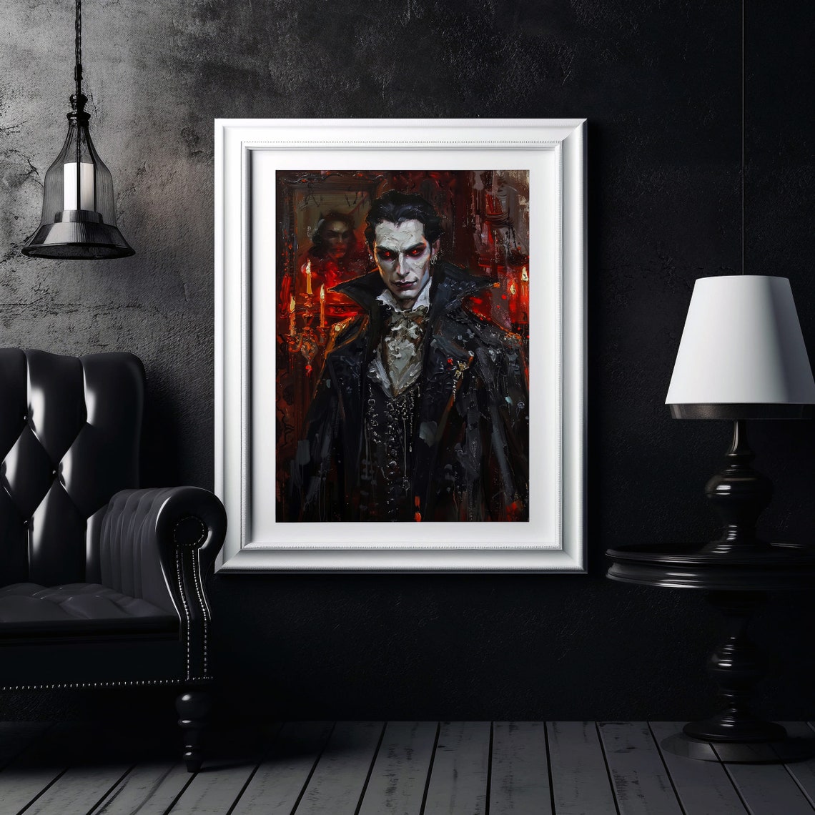 Gothic Vampire Portrait With Piercing Red Eyes Dark Fantasy Poster - Image 7
