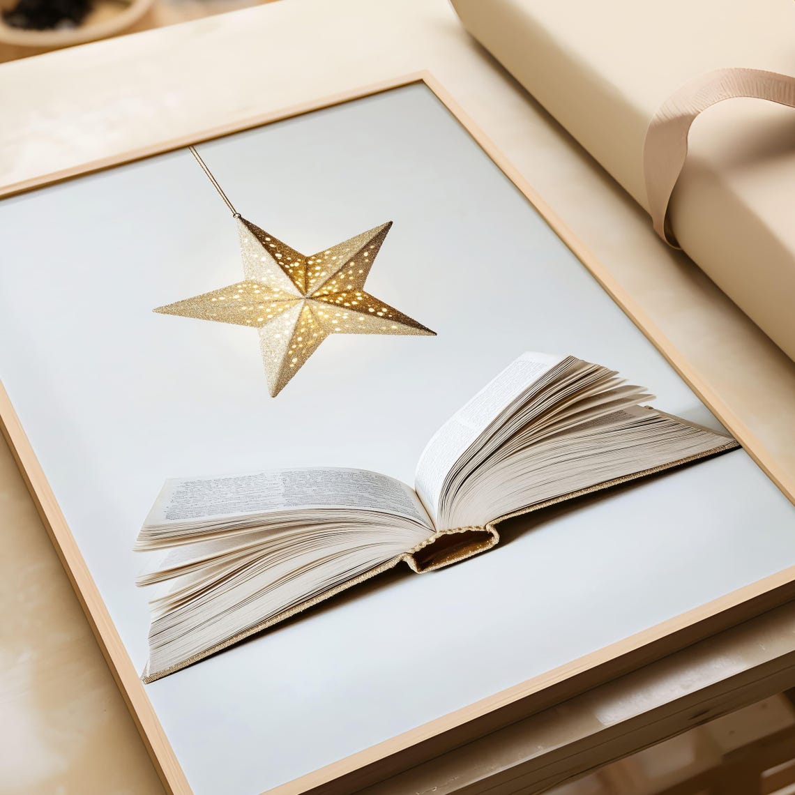 Gold Star Lantern Over Open Book Magical Reading Nook Poster - Image 6