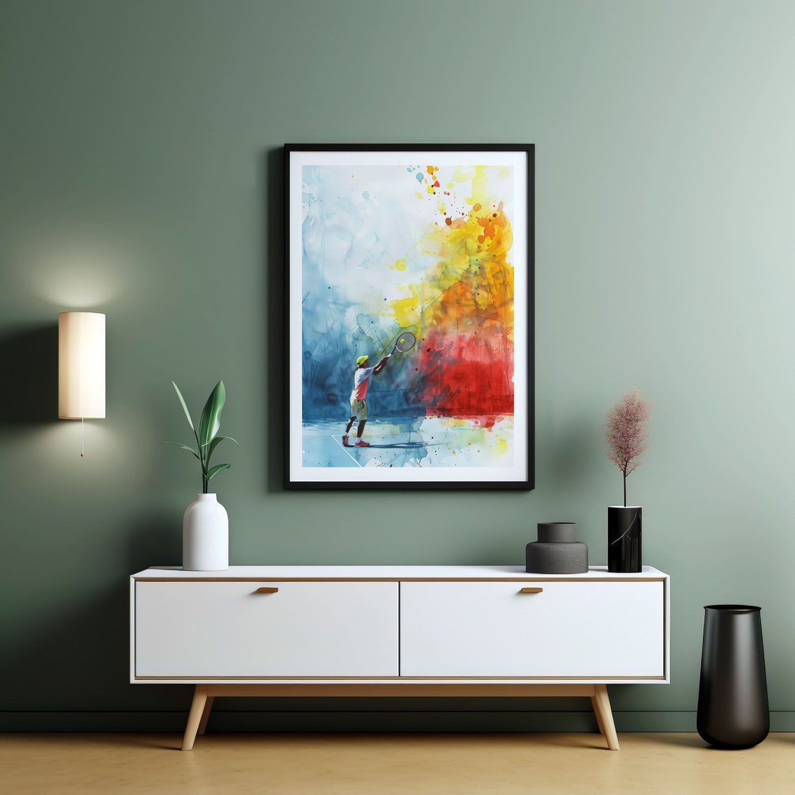 Tennis Player Serve Watercolor Color Splash Sports Art Poster - Image 7