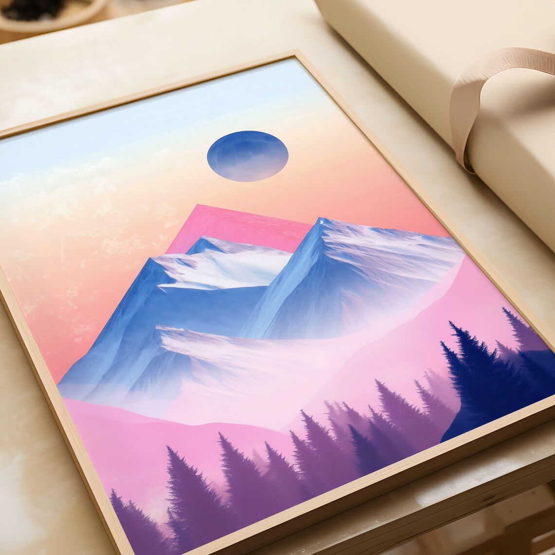 Abstract Mountain Pastel Landscape, Modern Nature Art - Image 6