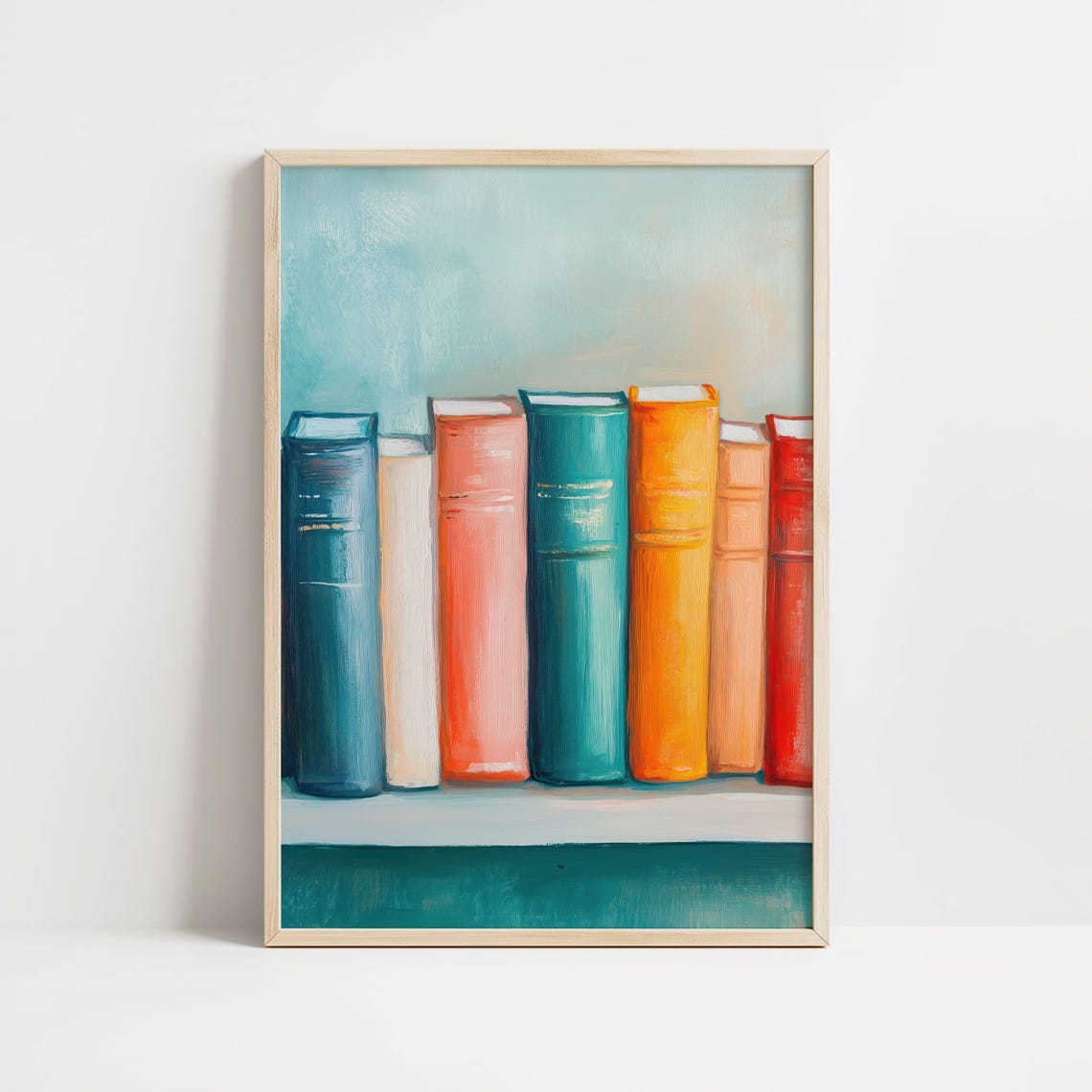 Colorful Painted Bookshelf Row Book Lover Library Decor Poster - Image 8
