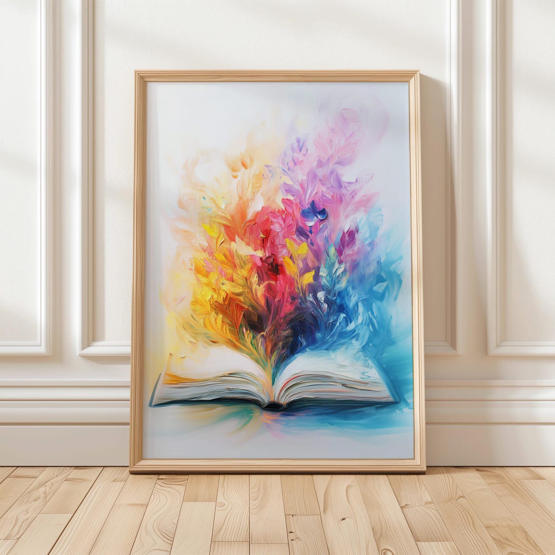 Colorful Open Book Rainbow Paint Splash Literary Decor Art Poster