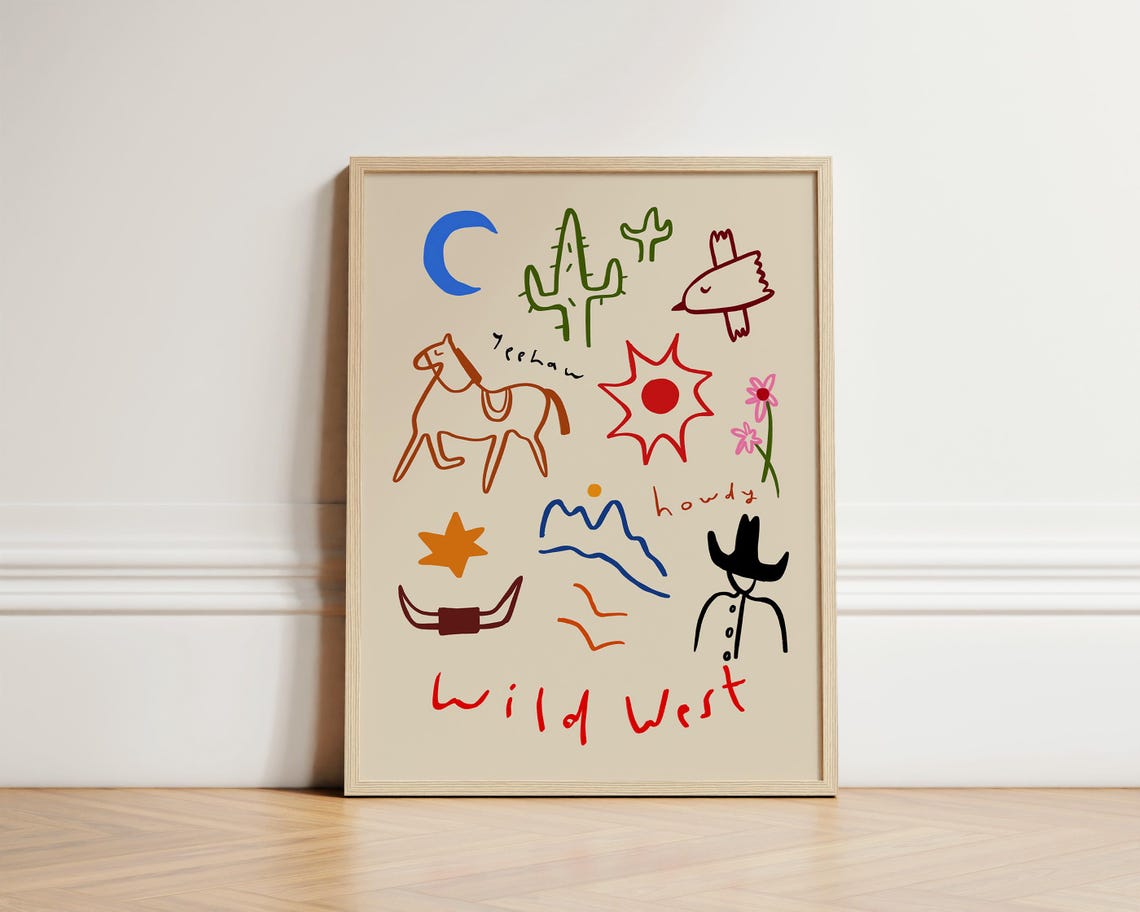 Wild West Nursery Bedroom Art Print