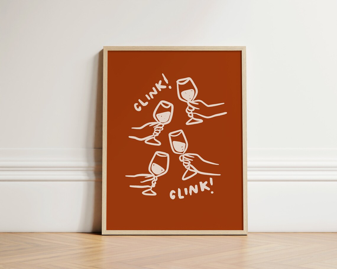 Cheers Wine Glasses Vintage Poster Art Print