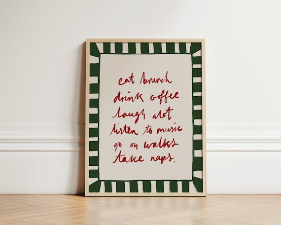 Eat Brunch Poster Print, Kitchen Wall Art Decor