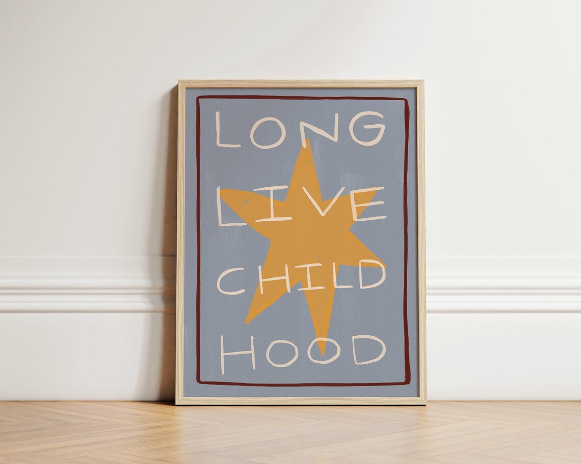 Long Live Childhood Gold Star Nursery Kids Bedroom Quote Wall Art