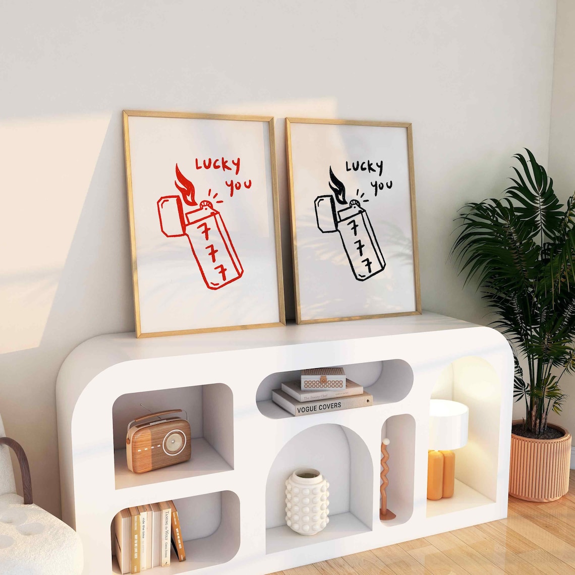 Lucky You 777 Red Lighter Good Luck Charm Hand Drawn Wall Poster - Image 3