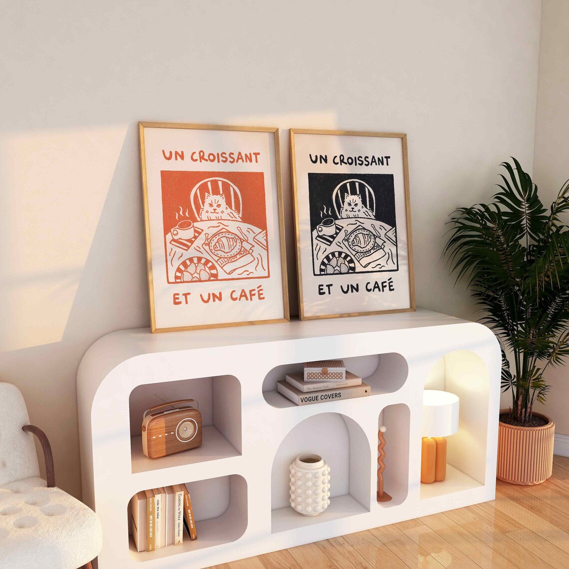 French Cafe Cat Print, Retro Kitchen Poster - Image 2
