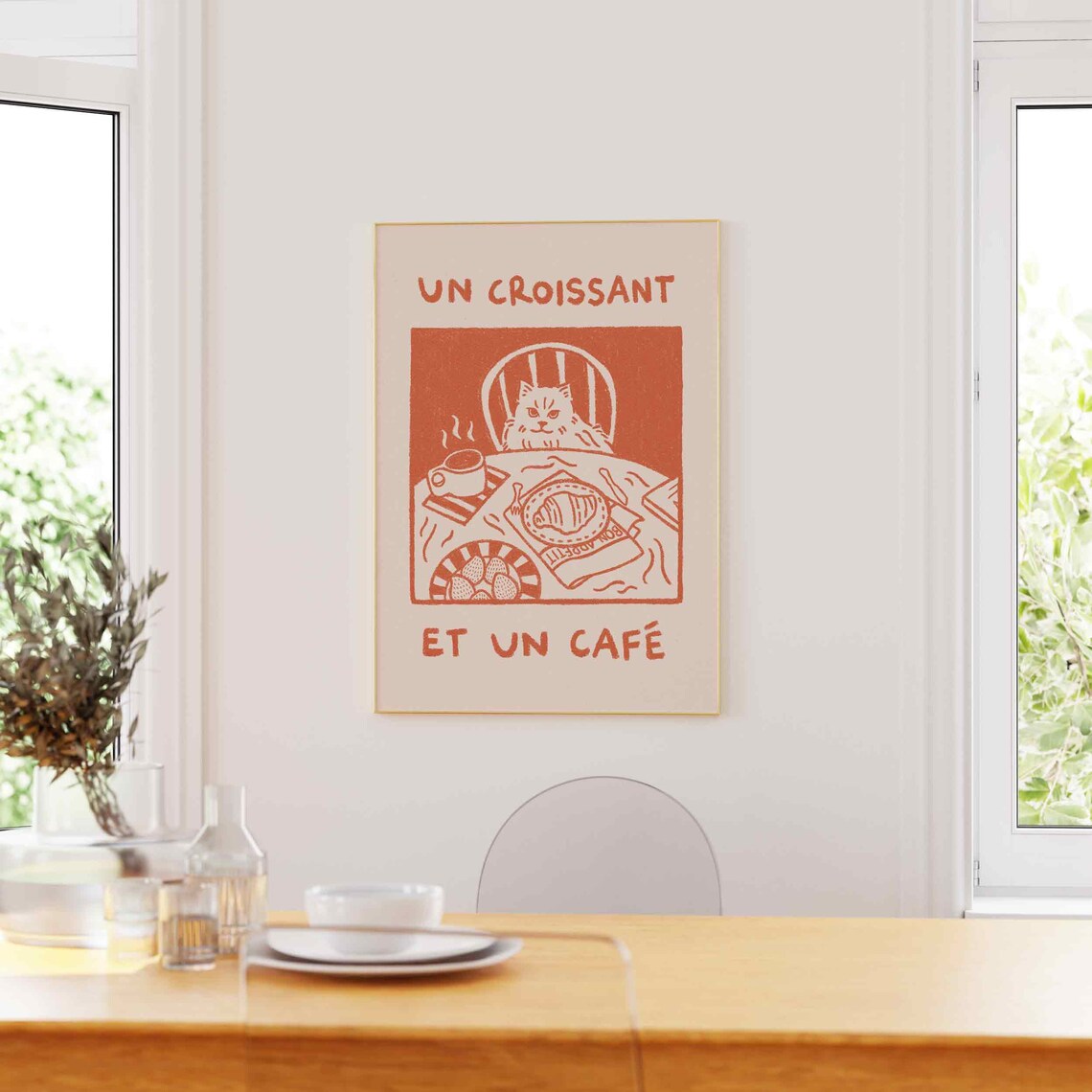 French Cafe Cat Print, Retro Kitchen Poster - Image 3