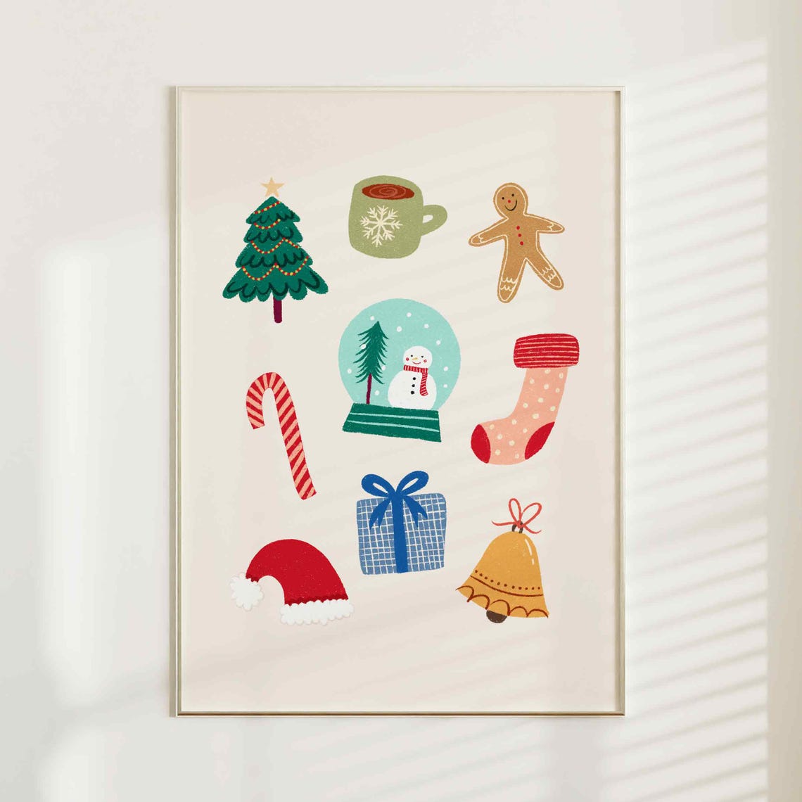 Cute Christmas Icons Collage Tree Gingerbread Snowman Holiday Poster - Image 5