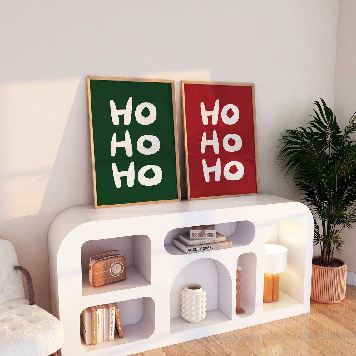 Ho Ho Ho Colorful Hand Painted Modern Christmas Quote Poster - Image 3