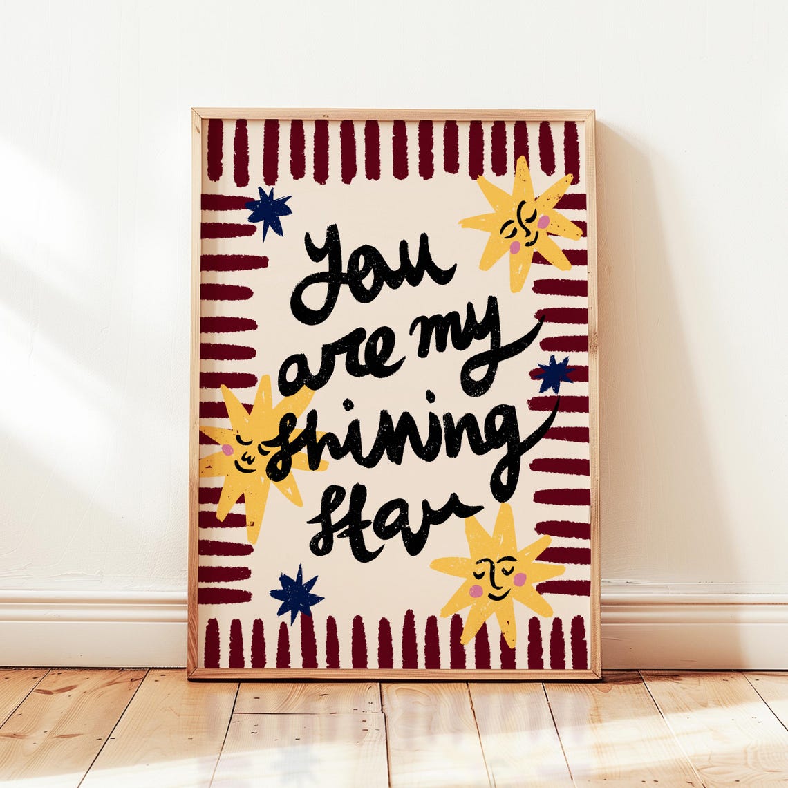 You Are My Shining Star Cute Smiling Sun Nursery Affirmation Poster