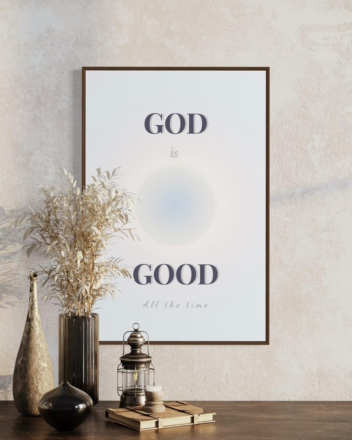 God Is Good All the Time Minimal Blue Aura Christian Affirmation Poster - Image 4