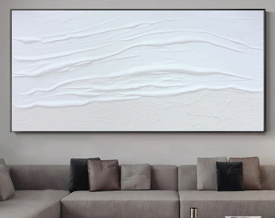 White 3D Textured Abstract Minimalist Art Print