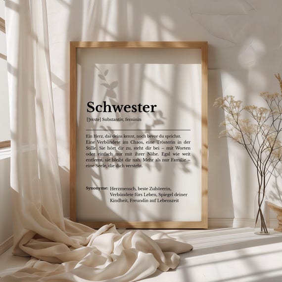 Sister Definition Poster Gift For Art Instant