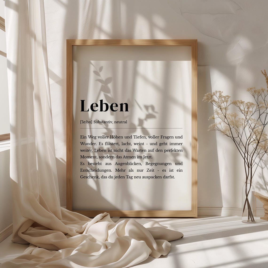 Leben Definition German Life Quote Minimalist Typography Poster