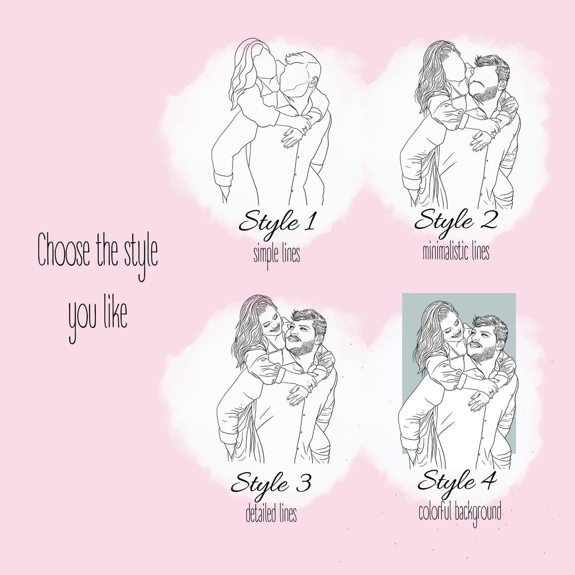 Custom Line Art Couple Portrait, Personalized Art Print - Image 2