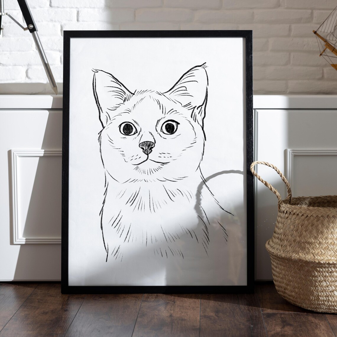 Personalized Pet Sketch, Simple Cat Drawing