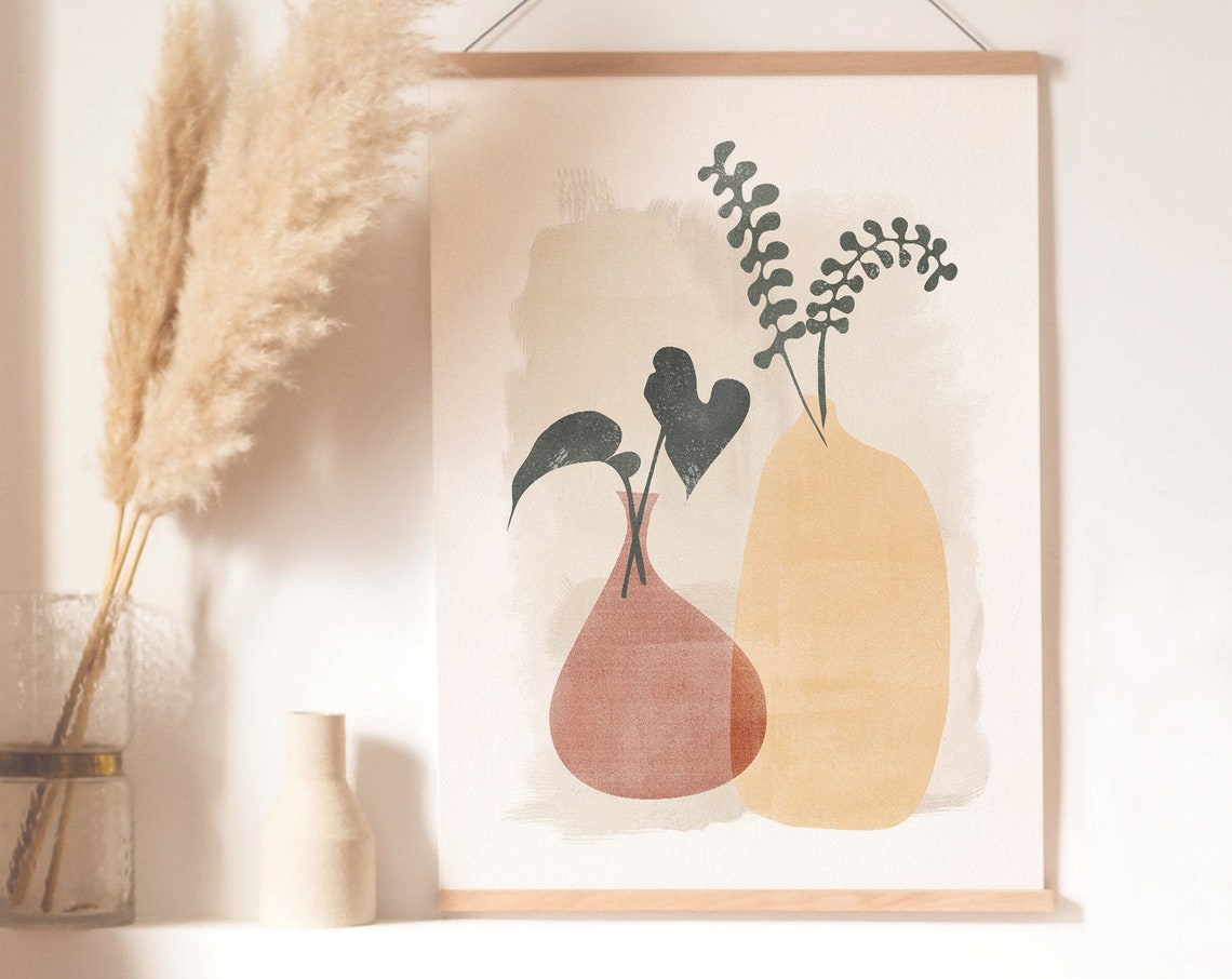Abstract Vase Still Life Terracotta Botanical Modern Art Poster - Image 3