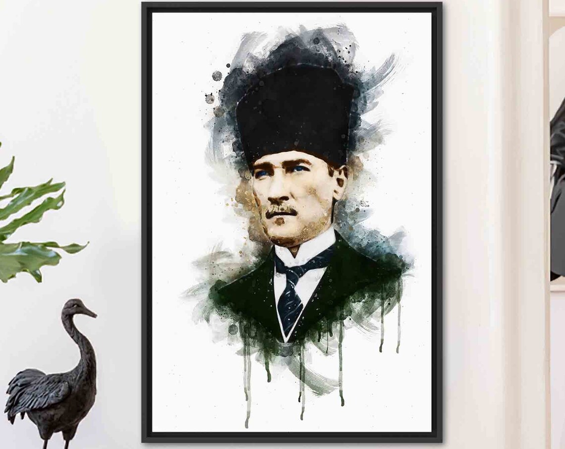 Ataturk Watercolor Art Print, Turkish Office Decor