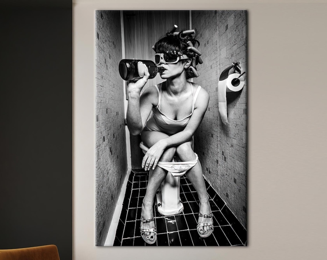 Bathroom Drink Wall Art, Modern Woman Poster Print