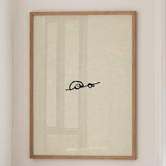 Funny Dog Coffee, Minimalist Line Art Kitchen Decor