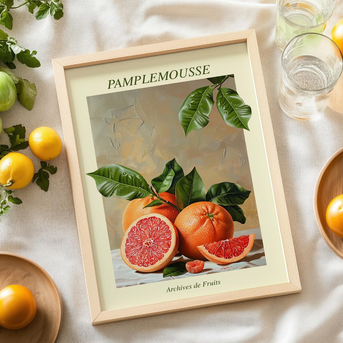 Kitchen Wall Art Grapefruit Prints Realistic Citrus Boho Kitchen Decor Citrus Wall Art Positive Artwork