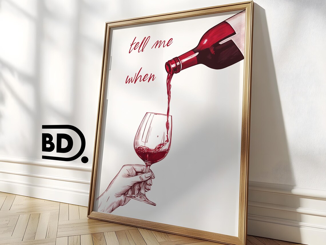 Modern Wine Print, Funny Kitchen Decor Line Art - Image 3