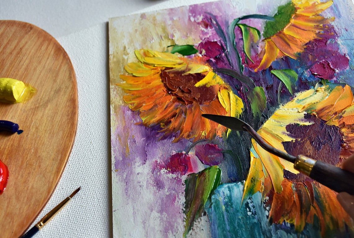 Sunflower Wall Art Sunflowers Painting Orange Flower Art Sunflowers Art Painting In Oil Original Art Sunflowers Flowers Floral Artwork - Image 5