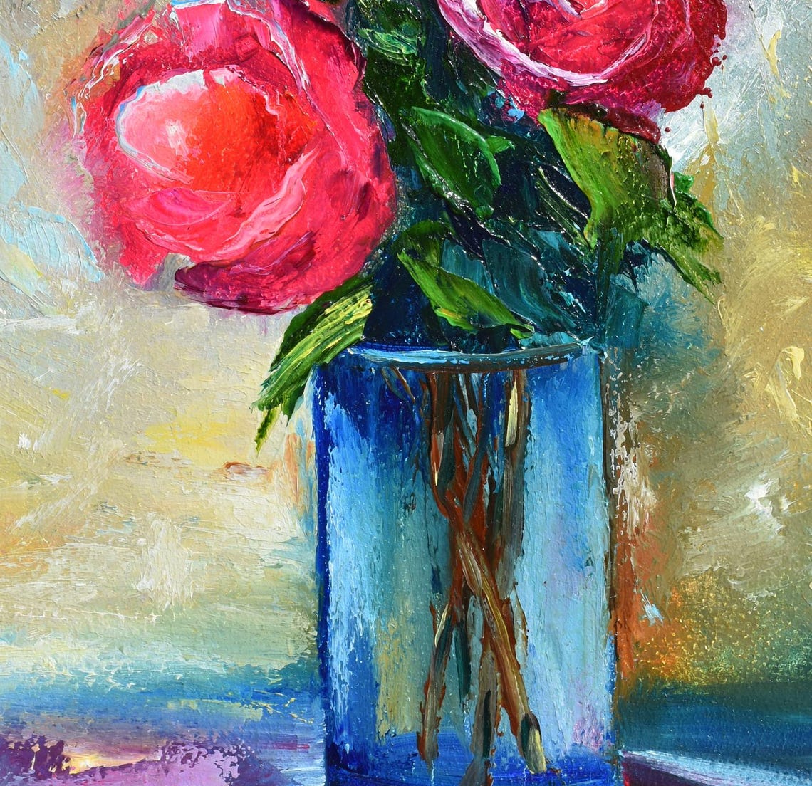 Pink Roses Still Life Original Roses Floral Oil Painting Roses Flowers Art Painting Pink Pink Flower Rose Original Art Rose Painting Oil Art