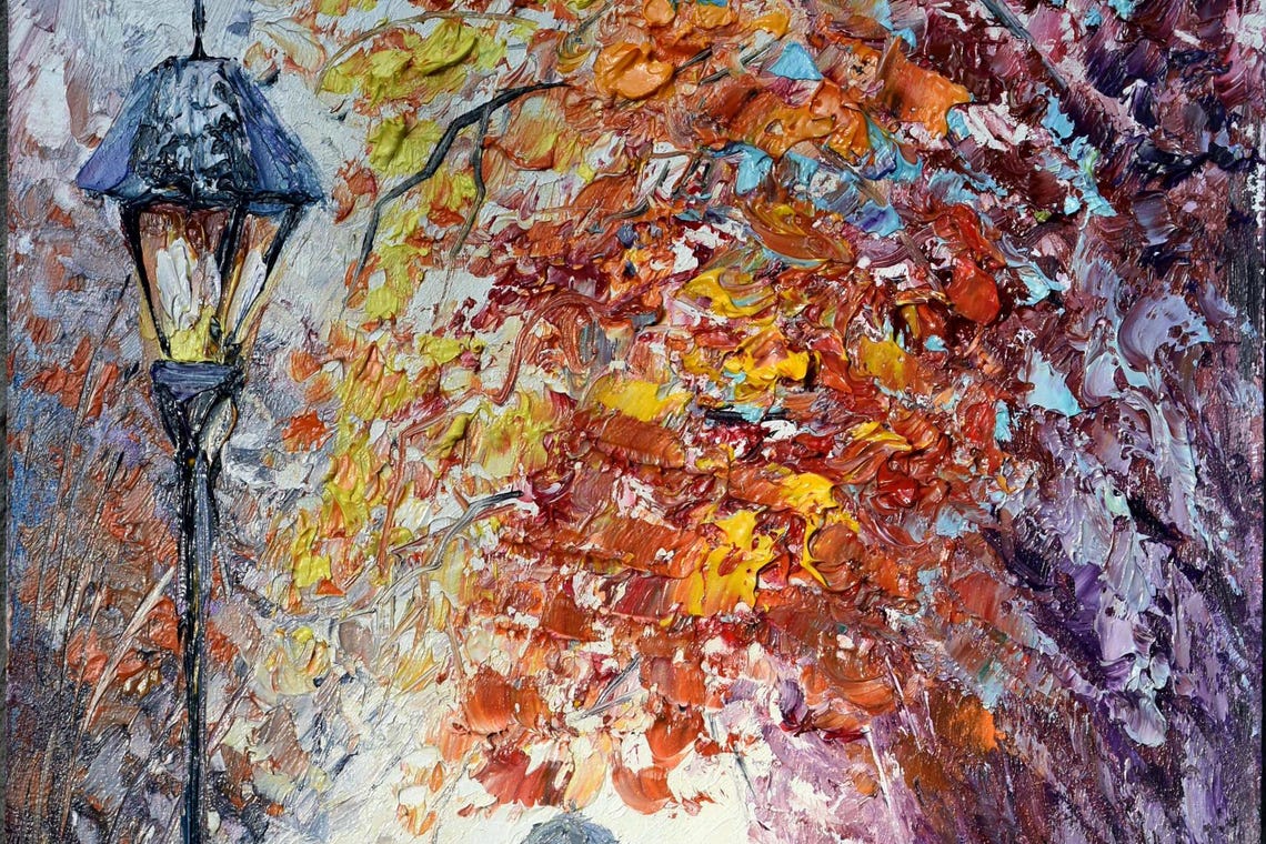 Red Umbrella Art Street Painting Girl Painting Woman With Umbrella Cityscape Art Girl On Street Art Cityscape Painting Small Painting Orig - Image 3