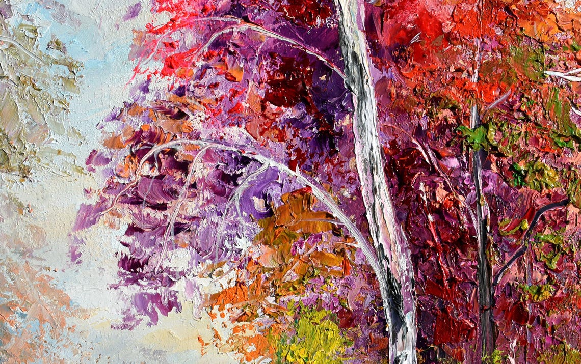 Autumn Painting Fall Art Autumn Landscape Autumn Trees Art Impasto Painting Textured Painting Landscape Painting Palette Knife Art Autumn - Image 2