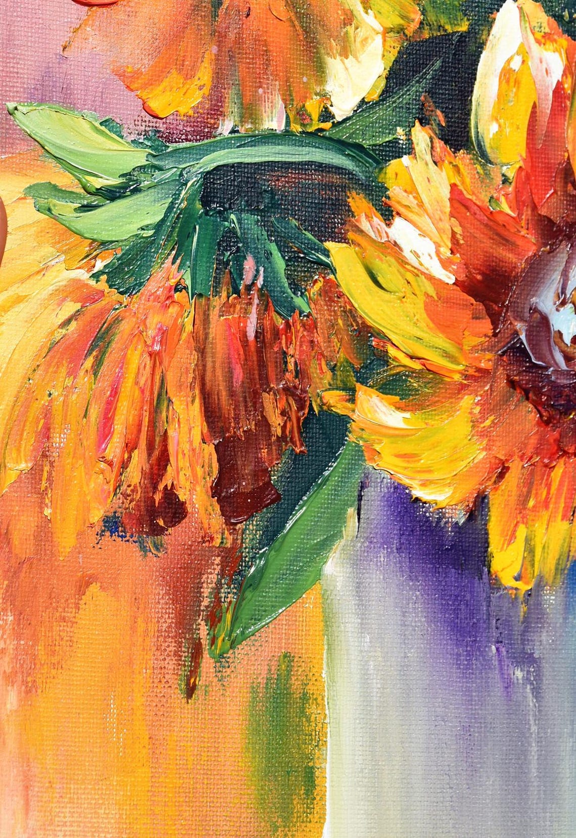 Sunflowers Oil Art Still Life Painting Sunflowers Painting Flower Oil Painting Sunflowers Flowers Art Sunflowers Vase Art Impasto Painting - Image 5