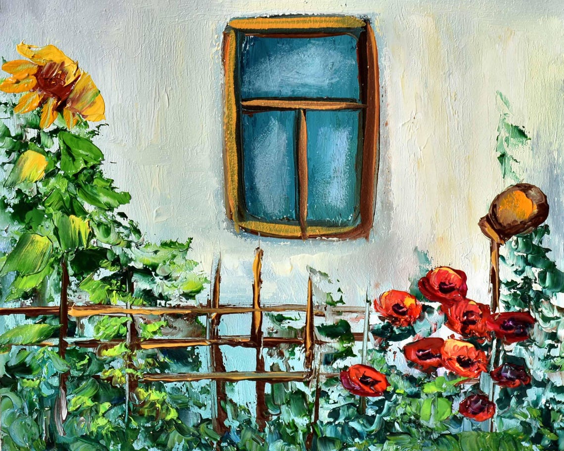 Ukrainian Art Summer Landscape Art Flower Artwork Landscape Painting Impasto Flowers Wall Art Garden Flowers Art Ukrainian House Art Poppies - Image 5