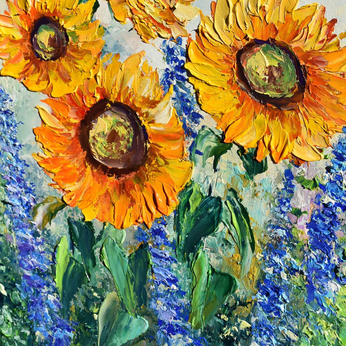Sunflower Painting Flower Painting Original Painting Sunflower Wall Art Impasto Oil Painting Sunflower Artwork Sunflowers Painting Flower