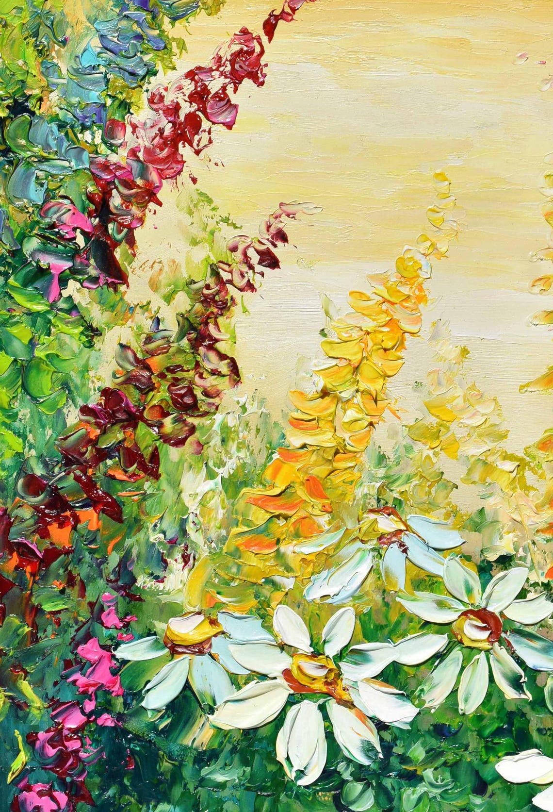 Meadow Painting Wild Flower Oil Painting Oil Impasto Painting Oil Art Flower Oil Painting Flowers Painting Colorful Sunset Flower Abstract - Image 3