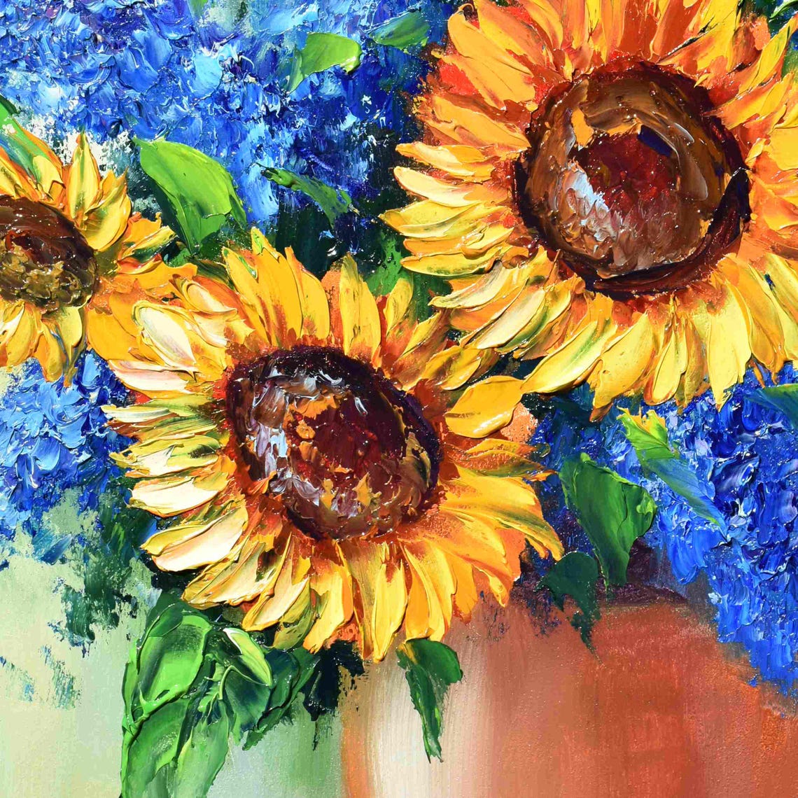 Sunflower Wall Art Sunflowers Painting Sunflowers Art Painting In Oil Orange Flower Art Still Life Painting Impasto Oil Painting Palette - Image 3