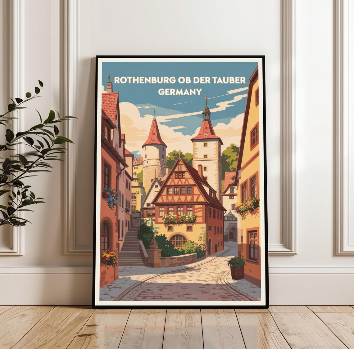 Rothenburg Ob Der Tauber Germany Old Town Retro Travel Poster