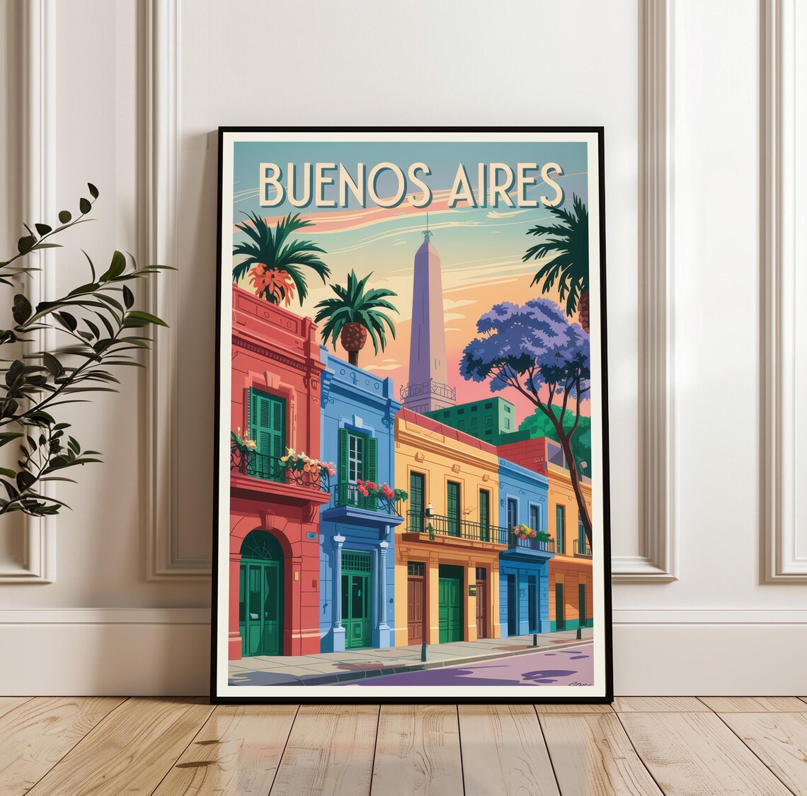Buenos Aires Argentina Obelisk Colorful Caminito Street Travel Poster