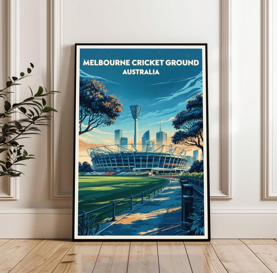 Melbourne Cricket Ground Stadium Print Australia Travel Poster Football