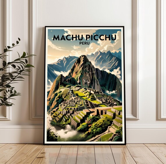 Machu Picchu Poster Travel Peru Print Wall Art Landscape Mountain