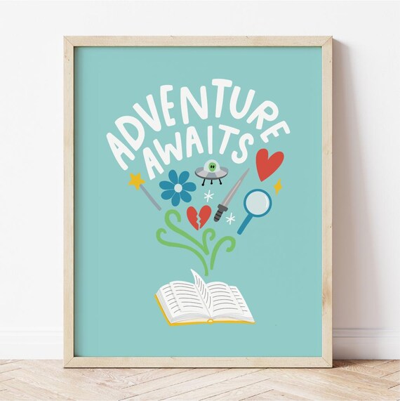 Adventure Awaits, Bookish Art Print