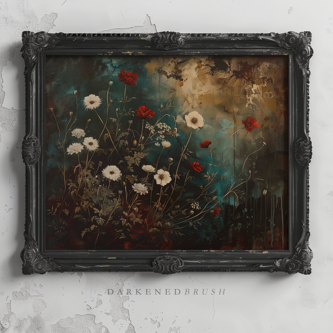 Vintage Moody Botanical Wild Flower Art Print