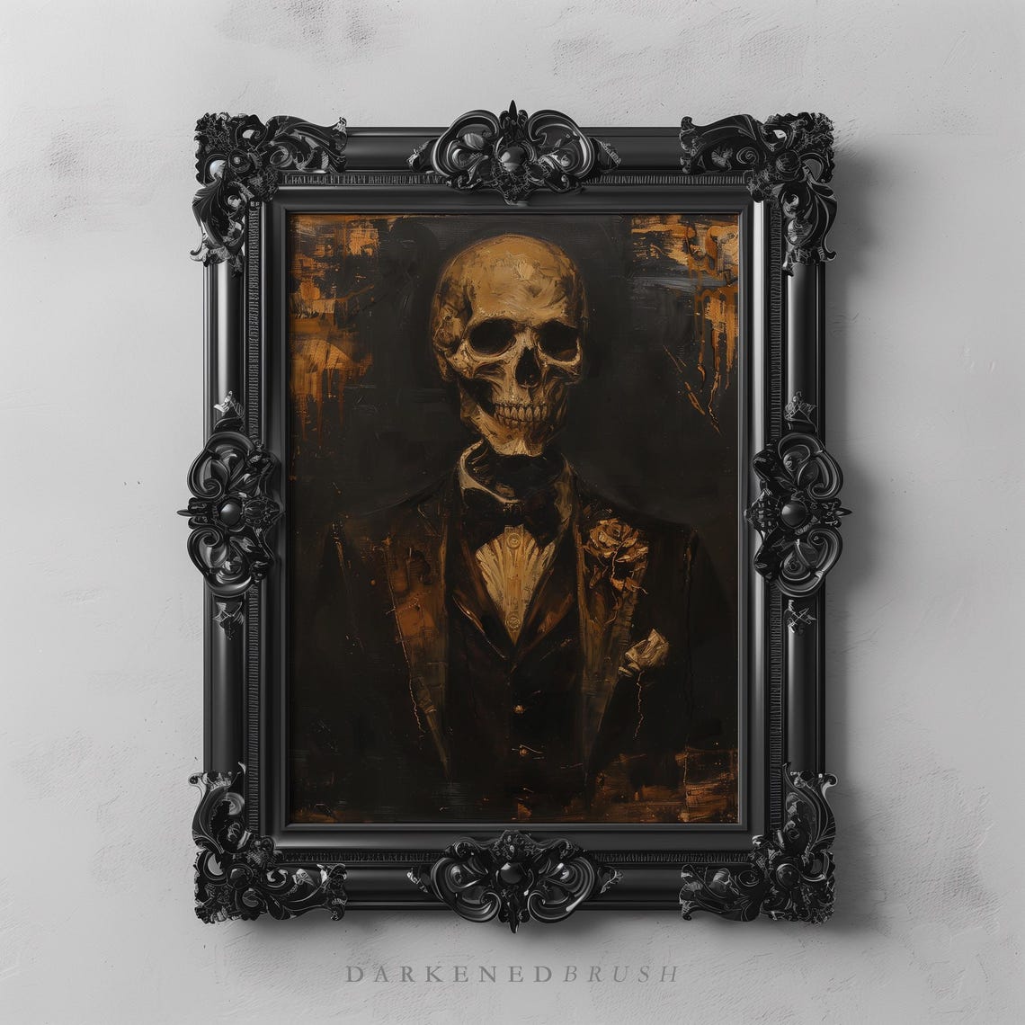Gothic Skeleton In Tuxedo Bow Tie Victorian Macabre Portrait Poster