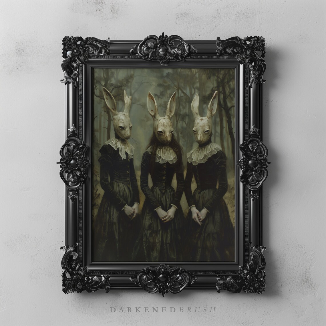 Rabbit Cult Forest Painting, Gothic Witchcraft Poster